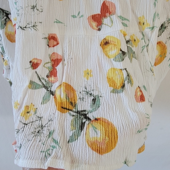 Maurices Womens Y2K Lemon Fruits Off Shoulder Cropped Top Sz M Cottagecore Boho - Picture 6 of 12
